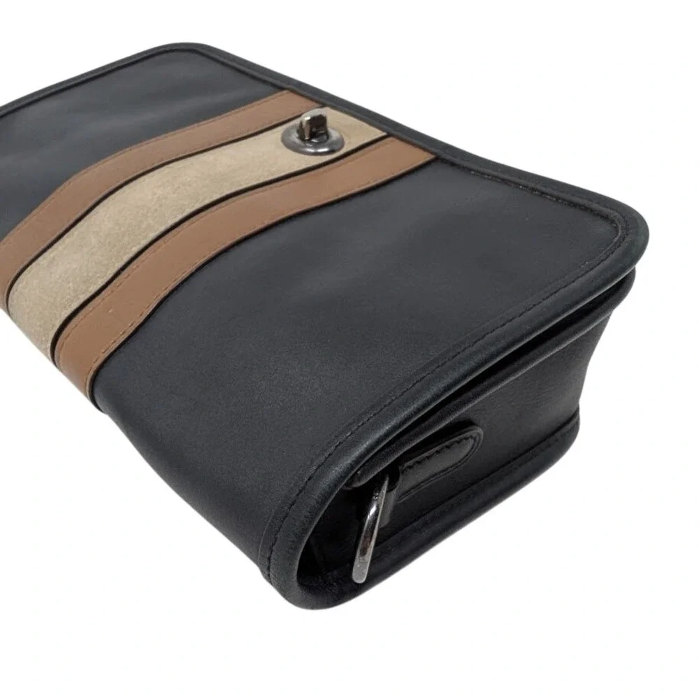 Coach Penny 75th Anniversary Stripe Crossbody Bag‎ Black Brown Limited Edition